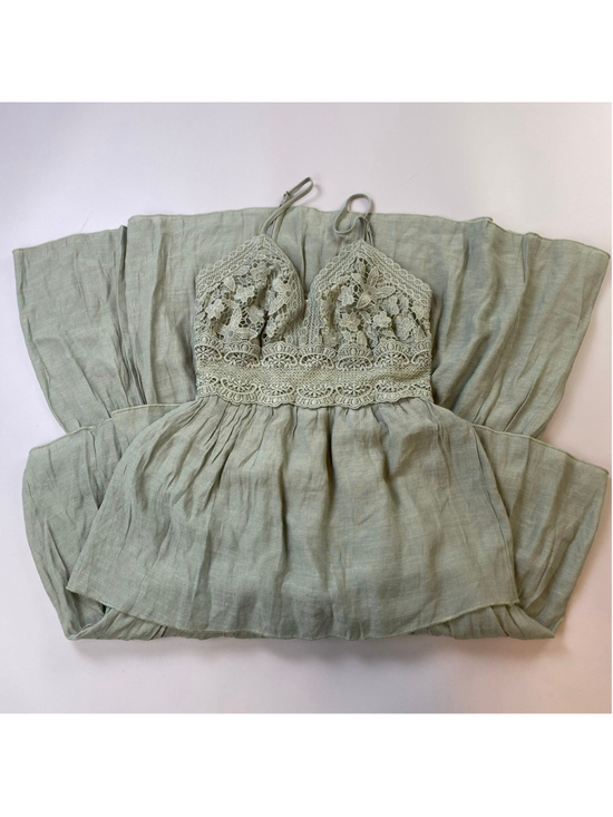 Rebellion Dresses & Skirts - Rebellion Again Dress XS Sage Green Crochet Tiered Boho Fairy Coastal Cowgirl